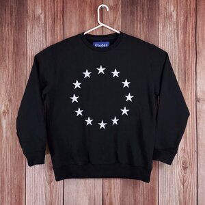 Etudes Studio Mens Size XL Black Europa Crewneck Sweatshirt Cotton